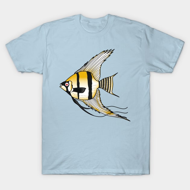 Striped angelfish cartoon illustration T-Shirt by Cartoons of fun